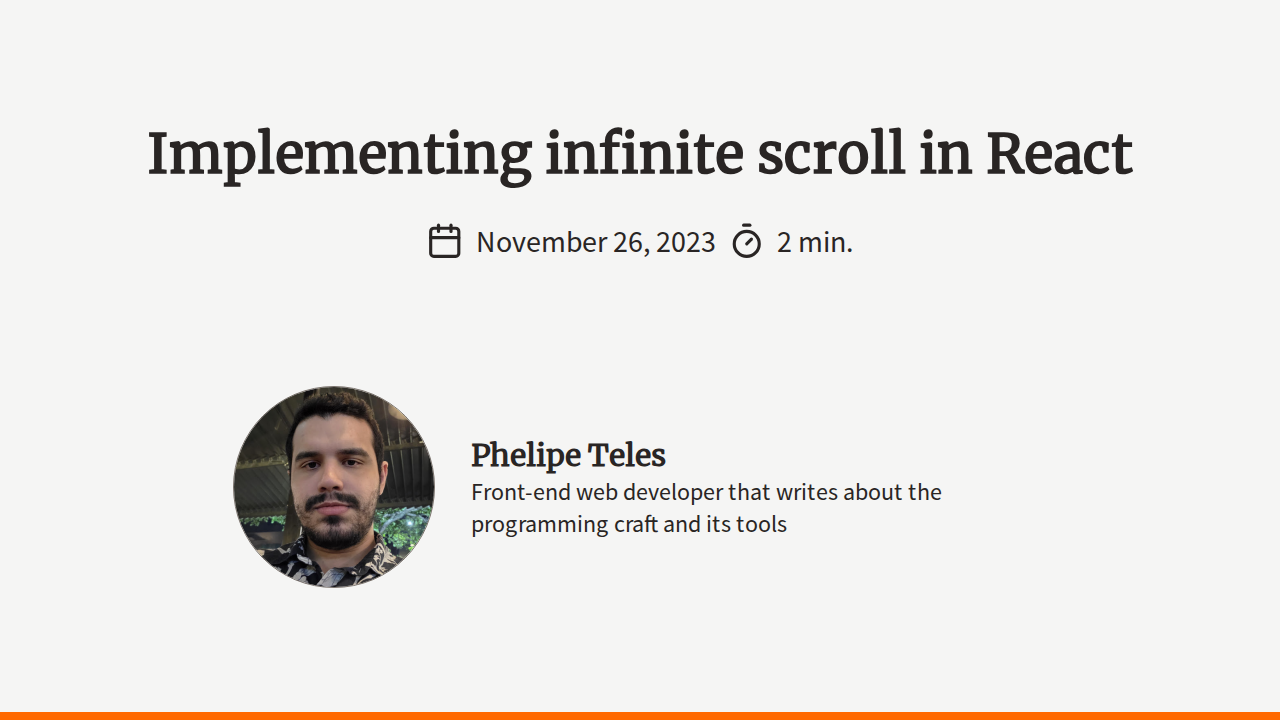 Implementing Infinite Scroll In React Phelipe Teles Phelipe Teles Implementing Infinite Scroll In React Phelipe Teles Phelipe Teles